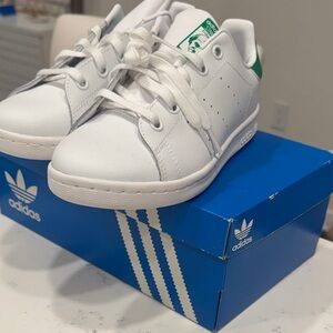 Adidas Kids White Sneakers with Green Details